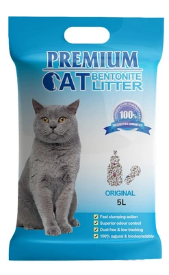 Premium Cat Clumping Bentonite Litter - Natural pentru pisici 4x5L