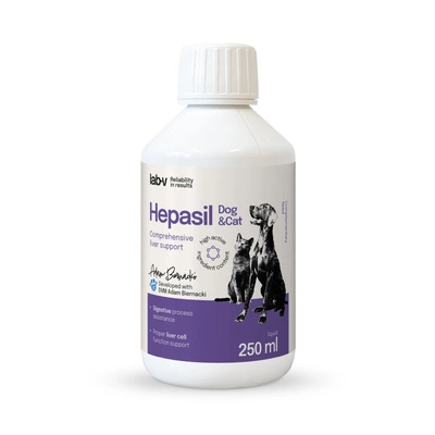 Lab-v Hepasil preparat pentru câini și pisici pentru îmbunătățirea funcției hepatice pentru câini și pisici 250 ml